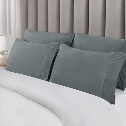 Utopia Bedding Pillow Cases Queen Size 6-Pack – Soft Brushed Microfiber – Envelope Closure – Perfect for Hospitals, Hotels, Guest Rooms – Oeko-TEX Certified, 20x30 Inches (Grey)