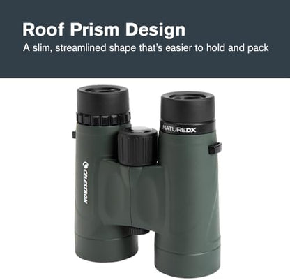 Celestron - Nature DX 10x42 Binoculars – Ideal for Birding and Outdoors – 42mm Objective Lenses – 5.8° Field of View – BaK-4 Prisms – Fully Multi-Coated – Waterproof and Fogproof