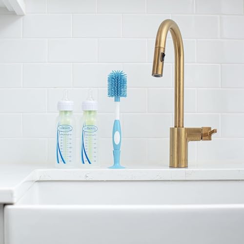 Dr. Brown's Soft Touch No Scratch Baby Bottle Cleaning Brush Nipple Cleaner with Stand and Storage Clip, BPA Free, Blue 1-Pack (Pack of 5)