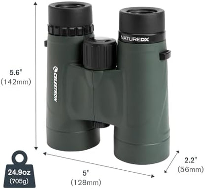 Celestron - Nature DX 8x42 Binoculars – Ideal for Birding and Outdoors – 42mm Objective Lenses – Wide 7.4° Field of View – BaK-4 Prisms – Fully Multi-Coated – Waterproof and Fogproof