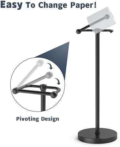 Toilet Paper Holder Stand, Modern Bathroom Free Standing Toilet Paper Roll Holder, Stainless Steel Tissue Rack, Rust-Proof & Heavy Stable Base (Matte Black)