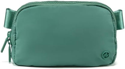 Pander Two Way Zipper Fanny Pack Nylon Everywhere Belt Bag for Women, Water Repellent Waist Packs, Crossbody Bags with Adjustable Strap (Eucalyptus Green)