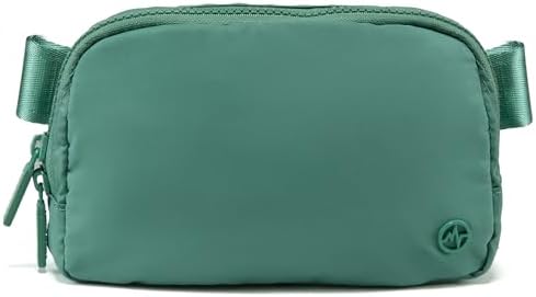Pander Two Way Zipper Fanny Pack Nylon Everywhere Belt Bag for Women, Water Repellent Waist Packs, Crossbody Bags with Adjustable Strap (Eucalyptus Green)