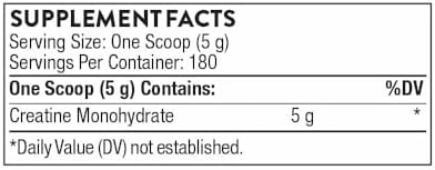 THORNE Creatine - Micronized Creatine Monohydrate Powder - Support for Muscles & Cognitive Function* - for Women & Men - Unflavored - NSF Certified for Sport - 5 g per Serving - 180 Servings