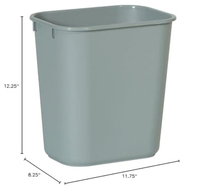 Rubbermaid Commercial Products Deskside Wastebasket/Trash Can, 3.25-Gallon/13-Quart, Gray, Plastic, for Bedroom/Bathroom/Office, Fits Under Desk/Sink/Cabinet, Pack of 12