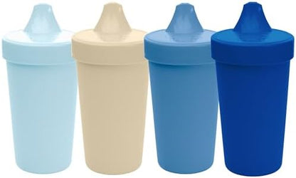 Re-Play Sippy Cups for Toddlers - 10 Oz. Reusable Spill Proof Cups for Kids, Dishwasher/Microwave Safe - Made in USA - Set of 4-3.13" x 6.25" - Cool Blues