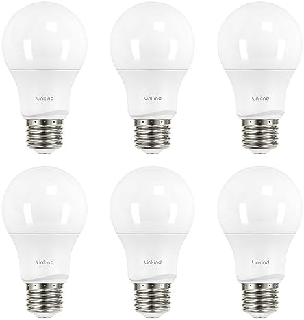 Linkind A19 LED Light Bulbs Dimmable, 40 Watt Equivalent, E26 Base, 2700K Soft White, 5W 450 Lumens CRI80+, 120V, UL Listed FCC Certified, LED Lights for Bedroom Living Room Home Office, 6 Packs