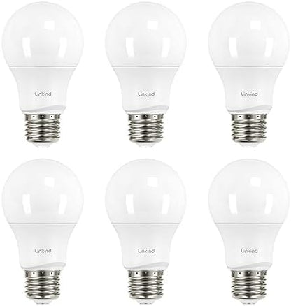 Linkind A19 LED Light Bulbs Dimmable, 40 Watt Equivalent, E26 Base, 2700K Soft White, 5W 450 Lumens CRI80+, 120V, UL Listed FCC Certified, LED Lights for Bedroom Living Room Home Office, 6 Packs