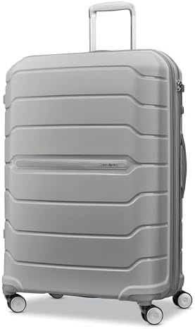Samsonite Freeform Large Checked Luggage with Dual 360° Spinner Wheels - TSA Lock, Airline-Approved - Lightweight Durable Polypropylene Expandable Hardshell - Light Grey