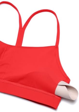 CRZ YOGA Butterluxe Womens Y Back Sports Bra - Padded Racerback Low Impact Spaghetti Thin Strap Workout Yoga Top