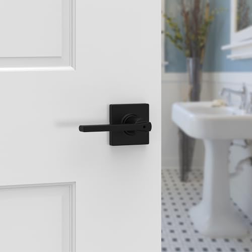 Kwikset Casey Interior Privacy Door Handle with Lock 10 Pack, Door Lever for Bathroom and Bedroom, Matte Black Reversible Keyless Turn Lock, with Microban Protection
