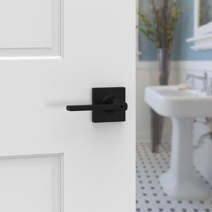 Kwikset Casey Interior Privacy Door Handle with Lock 10 Pack, Door Lever for Bathroom and Bedroom, Matte Black Reversible Keyless Turn Lock, with Microban Protection