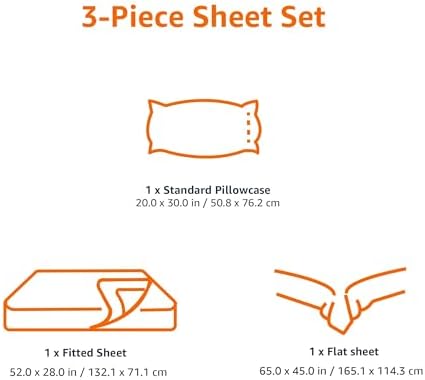 Amazon Basics 3 Piece Bed Sheets Set, 100% Cotton Jersey, Includes Super Soft, Flat and Fitted Sheets, Pillowcase, Toddler, White, Solid
