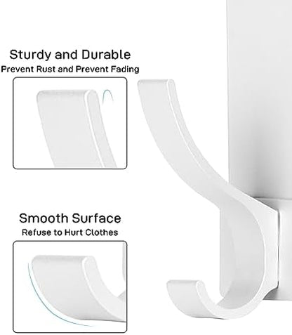 Over The Door Hooks, Door Hanger Hooks for Hanging, Over The Doors Towel Racks for Bathroom with 10 Coat Hook, Coat Rack Bathroom Accessories（2 Pack, Silver）