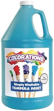 Colorations Paraben-Free Washable Tempera Paint for Kids - 1 Gallon Value Size. Vibrant Turquoise. Non-Toxic and Made in The USA