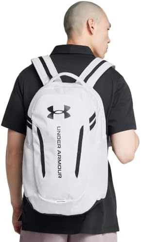 Under Armour Unisex-Adult Hustle 6.0 Backpack, (100) White/White/Black, One Size Fits Most