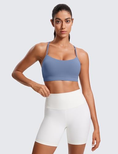CRZ YOGA Butterluxe Womens Y Back Sports Bra - Padded Racerback Low Impact Spaghetti Thin Strap Workout Yoga Top