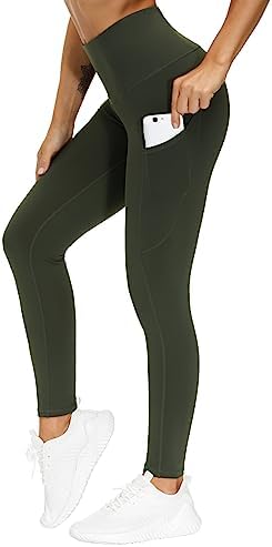 THE GYM PEOPLE Thick High Waist Yoga Pants with Pockets, Tummy Control Workout Running Yoga Leggings for Women