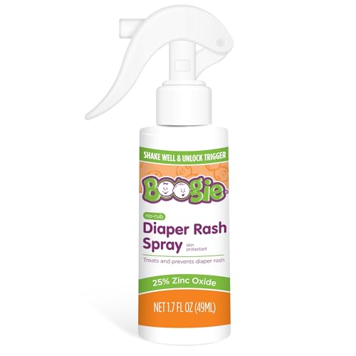 Baby Diaper Rash Cream Spray by Boogie Bottoms, No-Rub Touch Free Application for Sensitive Skin, Over 200 Sprays per Bottle, 1.7 oz, Pack of 3