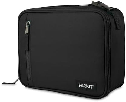 PackIt Freezable Classic Lunch Box, Black, Built with EcoFreeze® Technology, Collapsible, Reusable, Zip Closure With Zip Front Pocket and Buckle Handle, Designed for Fresh Lunches