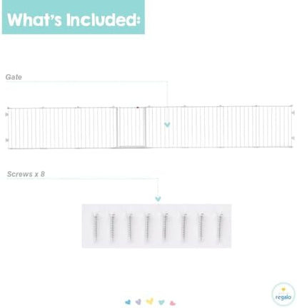 Regalo 194-Inch Super Wide Adjustable Baby Gate and Play Yard, 2-In-1, Bonus Kit, 4 Count (Pack of 1)