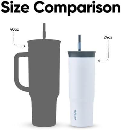 Owala Stainless Steel Triple Layer Insulated Travel Tumbler with Spill Resistant Lid and Straw, BPA Free, 24 oz, Grey/Blue (The Great Blue)