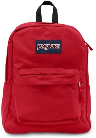 JanSport SuperBreak One Backpacks - Durable, Lightweight Bookbag with 1 Main Compartment, Front Utility Pocket with Built-in Organizer - Premium Backpack, Red Tape