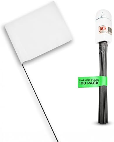 White Flags for Marking Yard - 4x5x15 Inch Invisible Fence Flags for Dogs - 100 Pack - Dog Invisible Fence Training Marker & Boundary Training