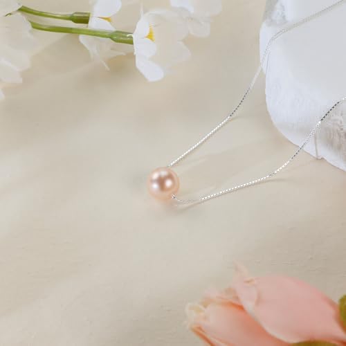 Sereney Birthday Gifts for Girls Women, Sterling Silver Pearl Necklace as 7 9 10 11 13 15 16 18 21 30 40 50 60 Year Old Birthday Gifts, Single Pearl Necklace as Bday Gifts for Friends
