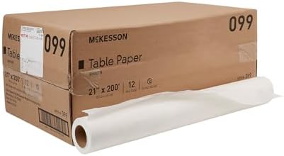 McKesson Medical Exam Table Paper [12 Rolls] – Bed Table Sheet Cover for Diaper Changing, Waxing, Nursing, Chiropractor, Patternmaking, Tracing - Premium Smooth Paper Roll - White, 21 in x 200 ft