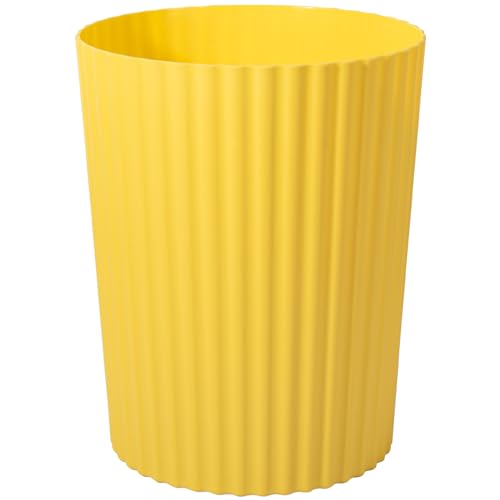 JiatuA Small Trash Can Plastic Wastebasket Round Garbage Container Bin for Bathroom, Kitchen, Bedroom, Home Office, College Dorm, Yellow