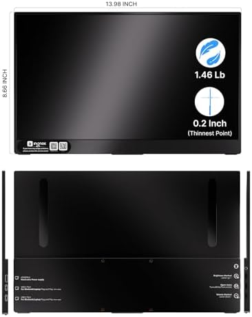 Ingnok 15.6'' FHD IPS Portable Monitor – Ultra Slim External Screen with USB C/HDMI for Laptop, Mac, PC, Phone, PS4, PS5, Switch (Renewed)