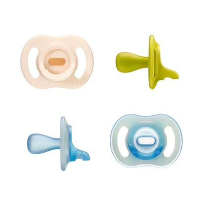 Tommee Tippee Stay Put Pacifier Set, Contains 2 Ultra-Light StayPut Glow in The Dark Pacifiers and 2 Ultra-Light StayPut Pacifiers, 6-18 Months, Colors May Vary, One-Piece Silicone Design, Pack of 4