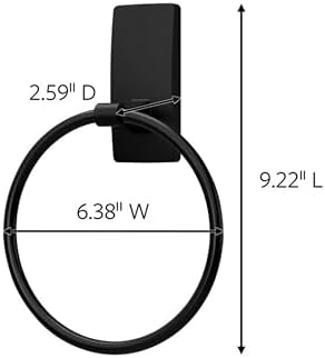 Command Hand Towel Holder Matte Black with Water Resistant Command Strips, Rust Resistant Bathroom Organizer, Holds up to 5 lbs, 1 Ring