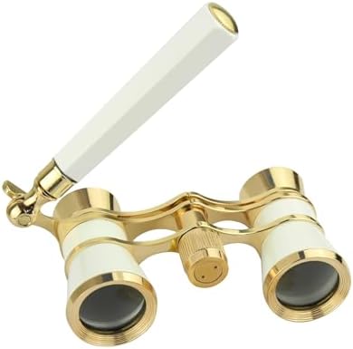 BLACKICE Opera Glasses, Opera Binoculars, 3X25 Theater Binoculars Compact with Adjustable Handle for Adults Kids Women in Concert Theater Opera (White with Handle)