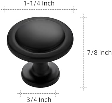 Ravinte 30 Pack 1-1/4 inch Matte Black Zinc Euro-Style Cabinet Knobs, Drawer Pulls & Door Handles