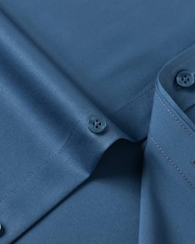 J.VER Men's Dress Shirts Solid Long Sleeve Stretch Wrinkle-Free Formal Shirt Business Casual Button Down Shirts