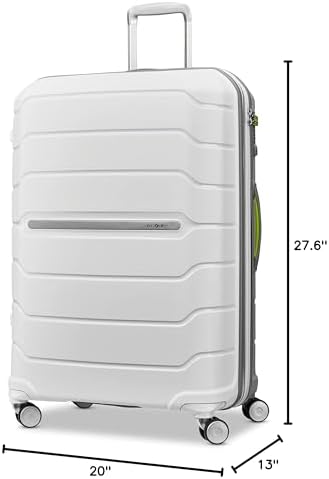 Samsonite Freeform 28-Inch Large Luggage with Dual 360° Spinner Wheels - Checked Suitcase - TSA Lock, Airline-Approved - Lightweight Durable Polypropylene Expandable Hardshell - White/Grey