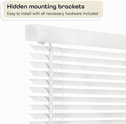 Cordless Light Filtering Mini Blind - 35 Inch Width, 64 Inch Length, 1" Slat Size - Pearl White - Cordless GII Morningstar Horizontal Windows Blinds for Interior by Achim Home Decor