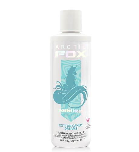 Arctic Fox Semi-Permanent Hair Dye, Vegan & Cruelty-Free, Pastel Blue, Ammonia-Free, Conditioning, For Bleached Hair, Long Lasting Color, Unisex, 8 Fl Oz, Cotton Candy Dreams