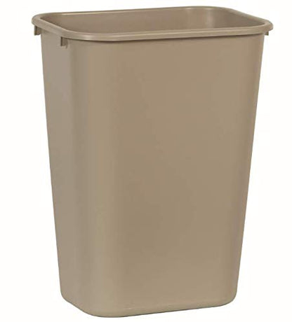 Rubbermaid Commercial Products Deskside Wastebasket/Trash Can, 10.25-Gallon/41-Quart, Beige, Plastic, Garbage Can for Home/Office, Fits Under Desk/Sink/Cabinet, Pack of 12