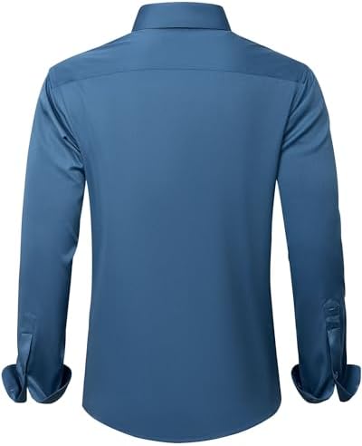 J.VER Men's Dress Shirts Solid Long Sleeve Stretch Wrinkle-Free Formal Shirt Business Casual Button Down Shirts