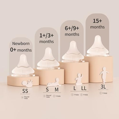 Pigeon Silicone Nipple (S) with Latch-On Line, Natural Feel, 1+ Months, 4 Counts