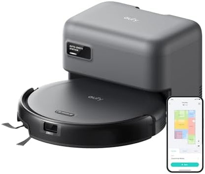 eufy C10 Robot Vacuum Self Emptying, 8 Weeks Hands Free, Advanced Smart Mapping with LiDAR Navigation, 2.85-Inch Slim Design, Powerful Suction, Edge Expansion Brush for Pet Hair