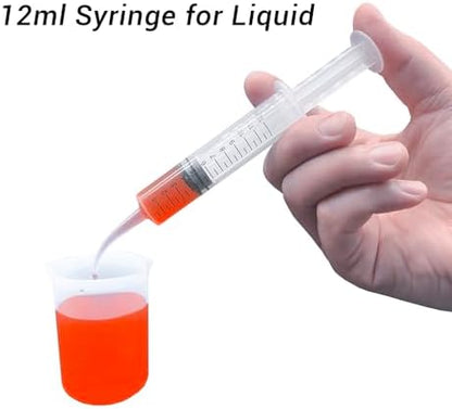 Wisdom Teeth Syringes, 50 Pack Irrigation Dental Syringes with Measure Scale & Curved Tip for Dental Care Liquid Oral Tonsil Stone