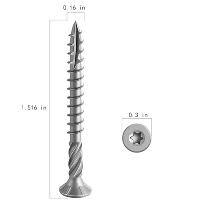 #8 * 1-5/8" 304 Stainless Steel Deck Screws, (3300pcs) 15 lbs.Exterior Wood Screws, Rust Resistant epoxy Coated, Bronze, T20 Star Bit