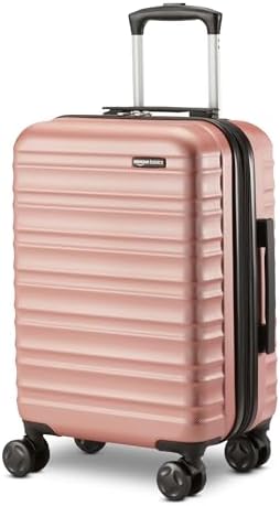 Amazon Basics 21" Hardside Carry-On Luggage, Hardshell Suitcase With Wheels, Expandable For Up to 25% More Space, With Scratch-Resistant Surface, Four Multi-directional Wheels, Rose Gold