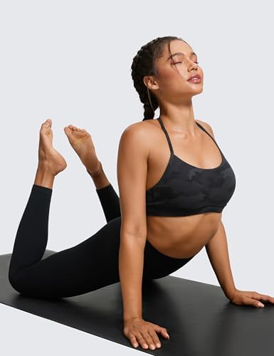 CRZ YOGA Butterluxe Womens Y Back Sports Bra - Padded Racerback Low Impact Spaghetti Thin Strap Workout Yoga Top