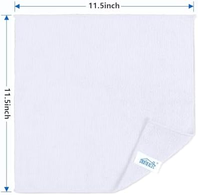 HOMEXCEL White Microfiber Cleaning Cloth, 100 Pack Cleaning Towels for Kitchen, Lint Free, Scratch-Free, Highly Absorbent, and Reusable Cleaning Rags for House, Window and Glass, Cars, 11.5 X11.5 inch