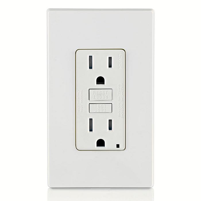 Leviton GFCI Outlet, 15 Amp, Self Test, Tamper-Resistant with LED Indicator Light, Protection from Electric Shock and Electrocution, GFTR1-W, White